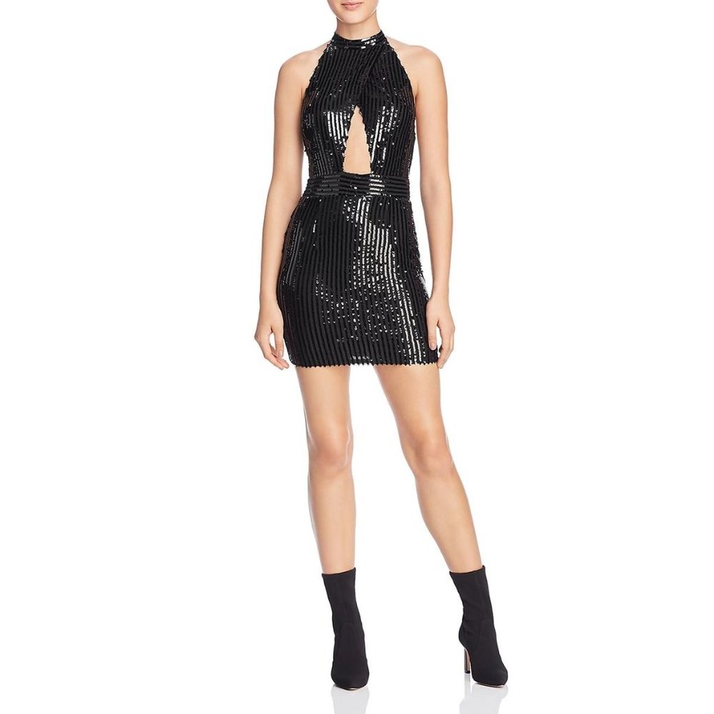 Tiger Mist Portia Sequined Cut-Out Mini Dress S